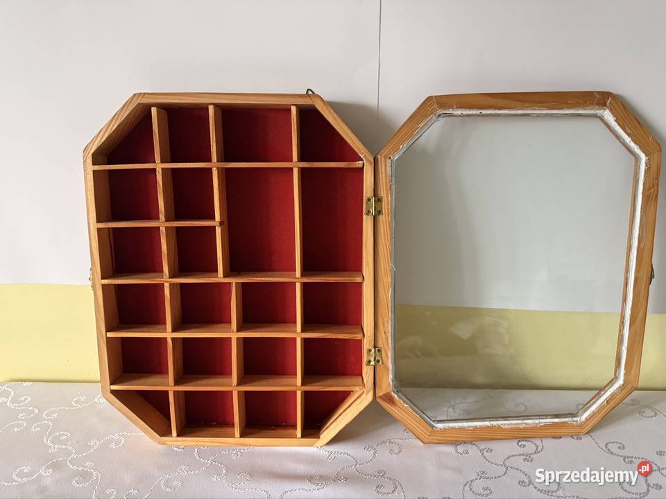 Witryna Ścienna Drewniana Oszklona Vintage Retro Czerwionka-Leszczyny