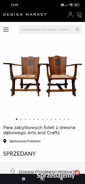 2 Wyjątkowe Krzesła Vintage Arts and Crafts Wabi wielkopolskie Poznań