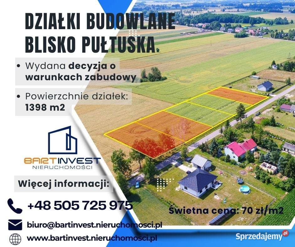 Działki budowlane w zielonej spokojnej okolicy 52.5m Kozłówka