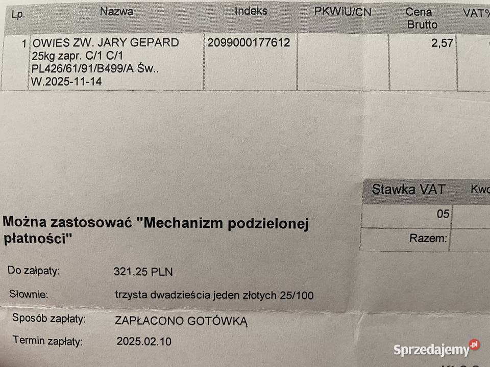 Owies Gepard centrali świętokrzyskie Pętkowice