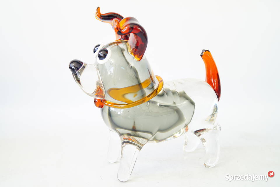 Figura szklana figura Murano style pies piesek Antyki Gizałki