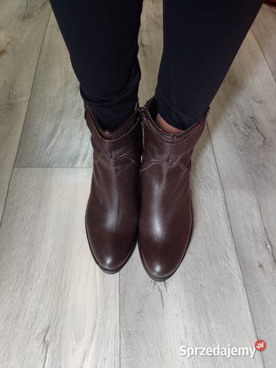 39 Real Leather Skórzane brązowe Botki biznesowe Kraków