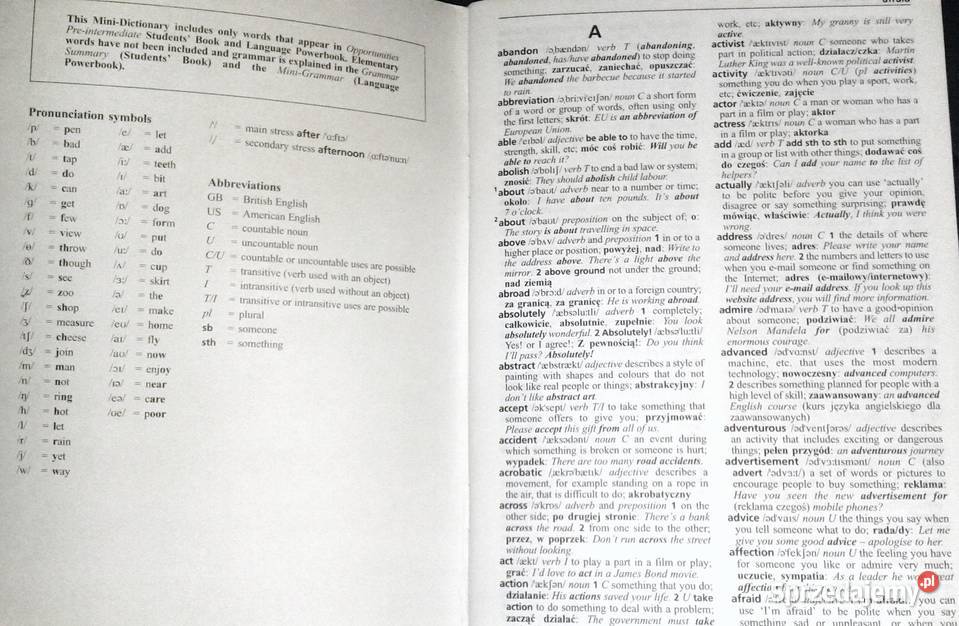 Opportunities PreIntermediate MiniDictionary Ch sprzedam