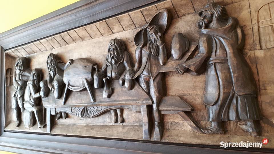 Obraz rzeźba w drewnie drzeworyt KARCZMA Dekoracje i ozdoby Gdańsk sprzedam