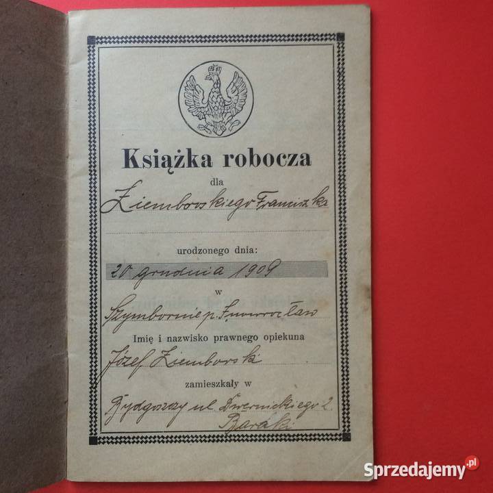 1809 Książka Robocza Ziemborski Szczecin