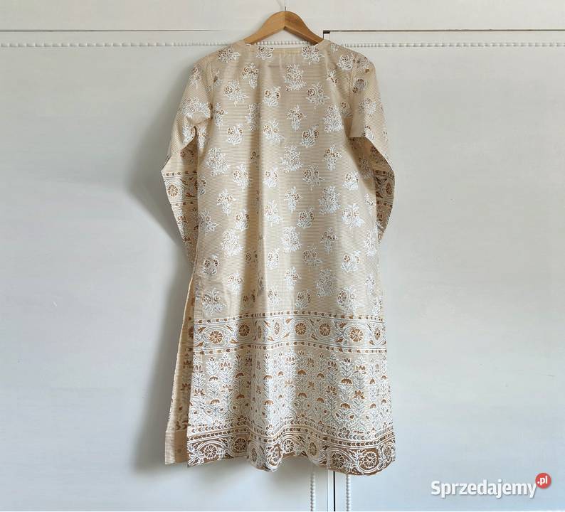 Indyjski komplet S 36 beżowy złoty malowany Szczecin sprzedam