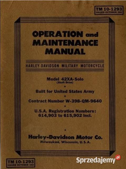 Instrukcja obsługi HarleyDavidson Model 42XASolo Lębork
