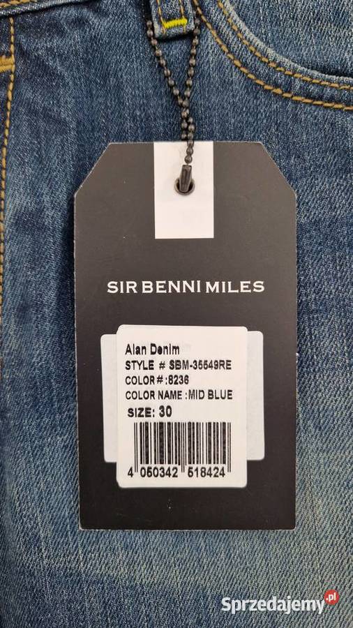 Nowe spodnie jeans Sir Benni Miles W30 S Slim Rozmiar S Nowy Dwór Mazowiecki