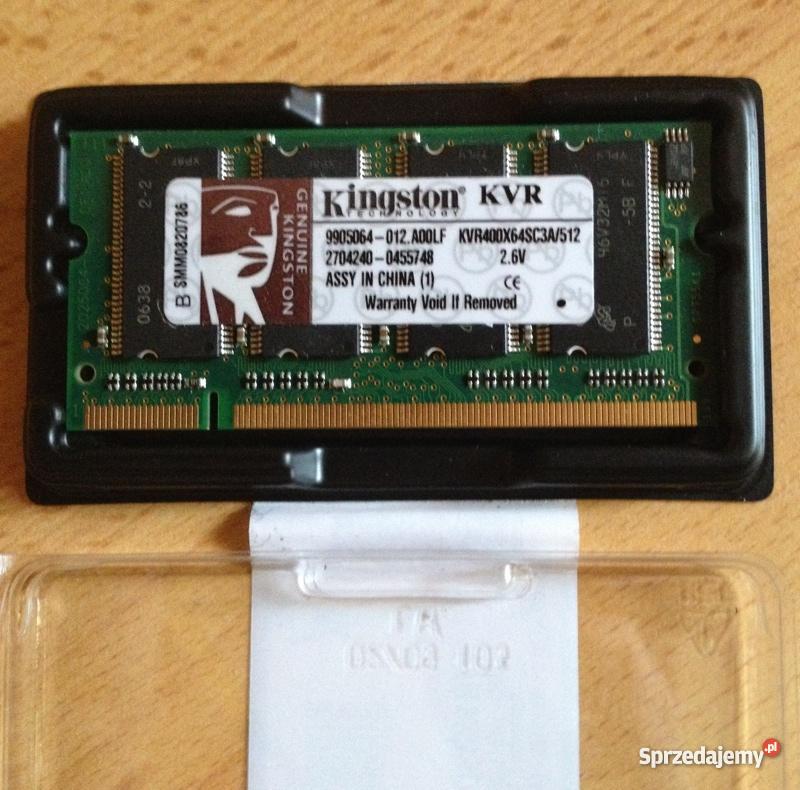 Pamięć Oznaczona Symbolem Pc3200 Nie Może Współpracować Z Magistralą Pamięć Kingston SODIMM DDR 512 MB PC3200 do laptopa - Sprzedajemy.pl