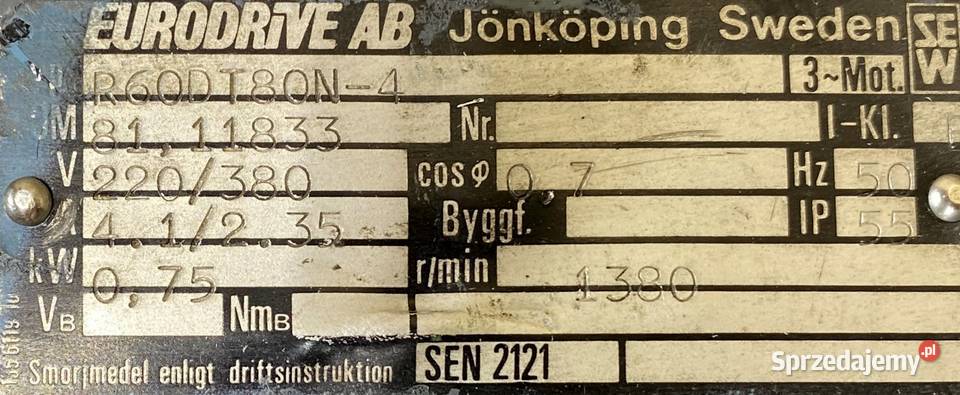 motoreduktor przekładnia 075kW 37obr 3fazowy SEW Pigża sprzedam