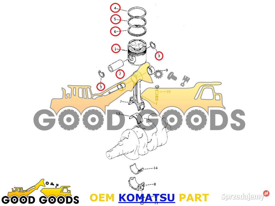 KOMATSU TŁOK S6D155 6127312030 6128312060