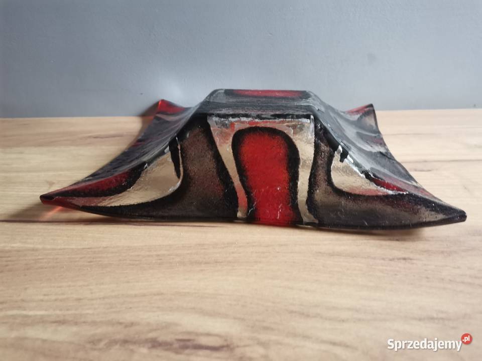 Stara duża patera owocarka kolorowe szkło design Porcelana i szkło Katowice