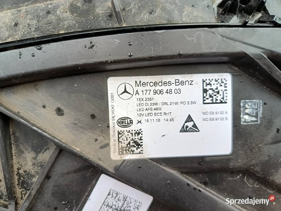 Mercedes w 177 lampa przednia prawa Rok produkcji 2018 Opole sprzedam