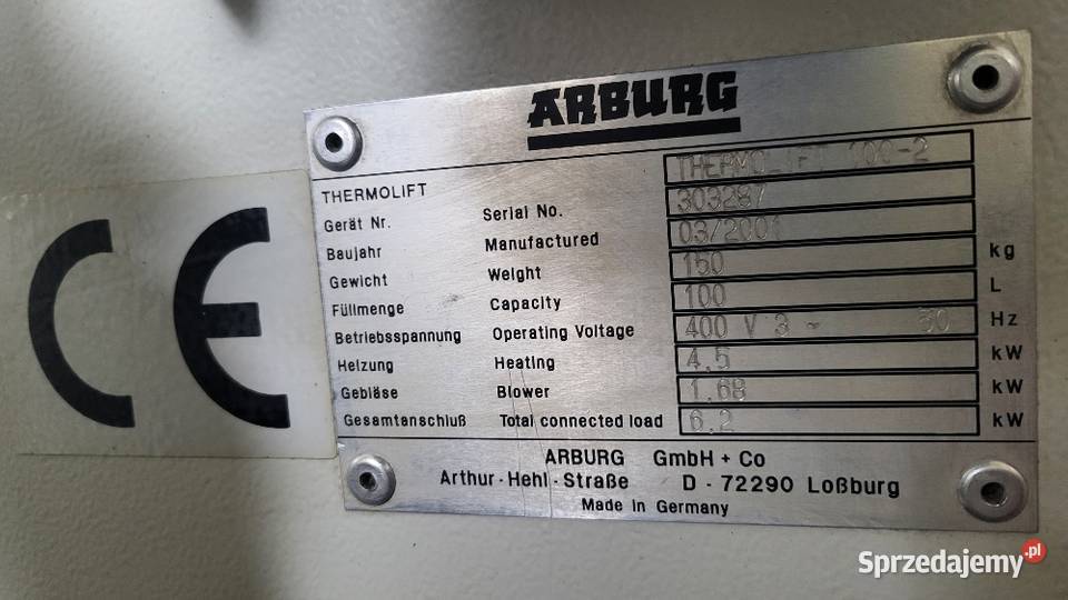 Suszarka do tworzyw sztucznych Arburg Thermolift zachodniopomorskie Białogard