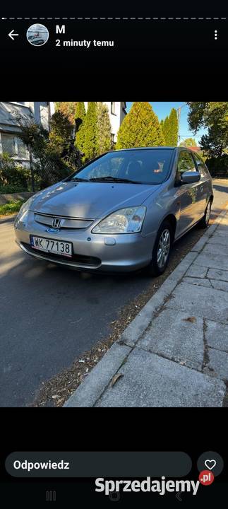 HONDA CIVIC VII 16 Klima szyberdach alufelgi Warszawa