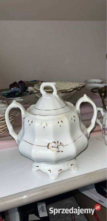 Wielka Cukiernica biała ze złotem Bez sygnatury Gdańsk sprzedam