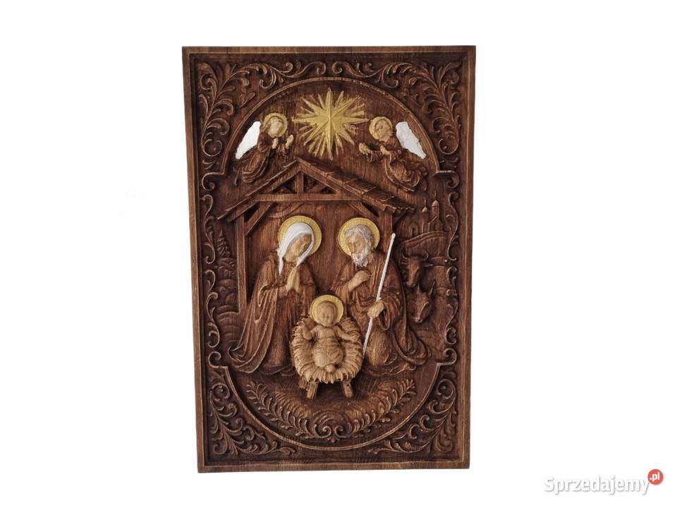 Ikona drewniana Szopka Betlejemska Narodzenie Malechowo