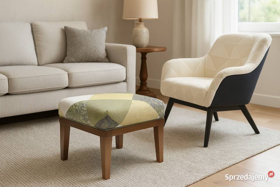Podnóżek Pod Nogi Stołek Tapicerowany Retro 43cm Kazimierz Biskupi
