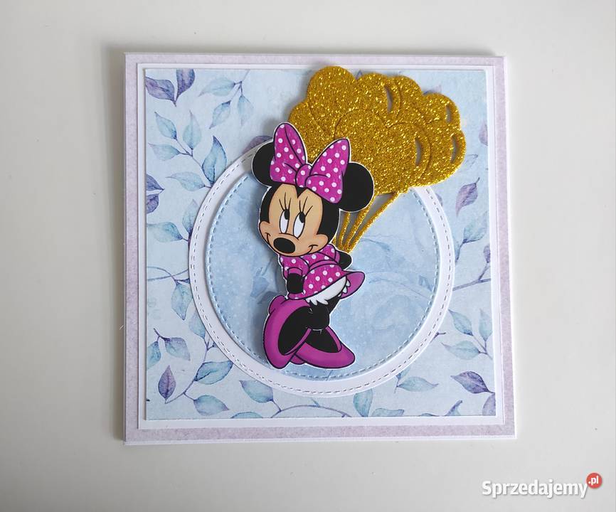 Kartka na urodziny ręcznie robiona z Myszką Łódź