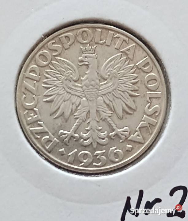 2 Żaglowiec 1936 r 2 srebro oryginał Cudeńko Numizmatyka Konin