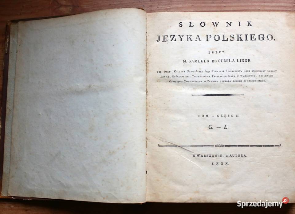 Słownik języka polskiego S Linde r 1808 zabytek Antykwariat Gdańsk
