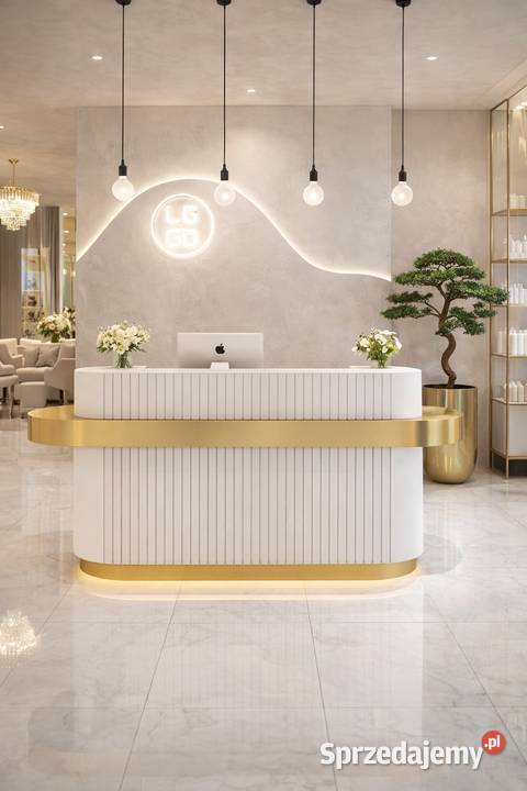 Biała złota recepcja lada do gabinetu salonu Nowy Sącz sprzedam
