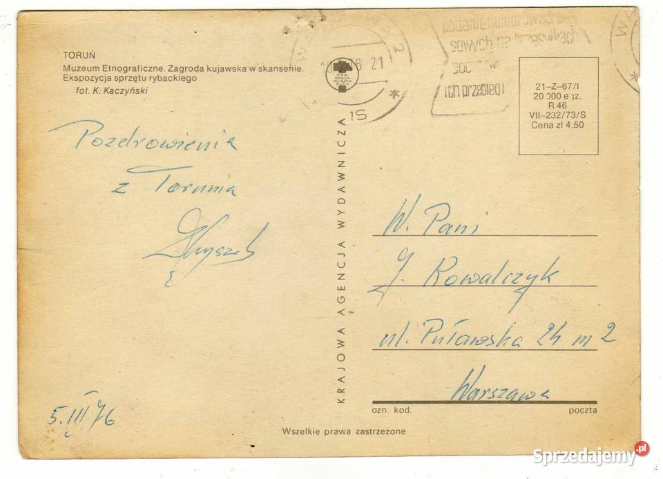 TORUŃ MUZEUM ETNOGRAFICZNE POCZTÓWKA Krynki