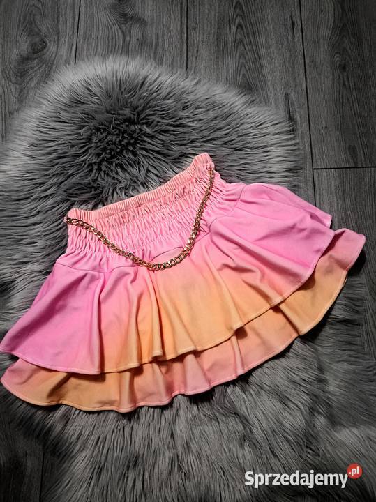 Spódniczko spodenki welurowe ombre złoty pomarańczowy Spódnice i sukienki Kłodzko