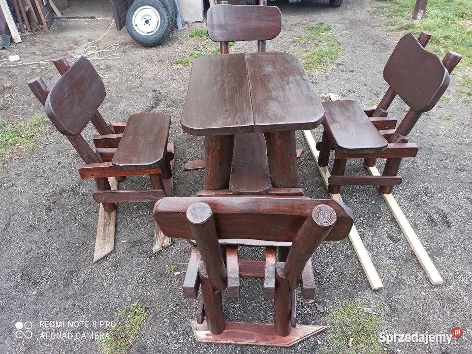 Meble ogrodowe barowe biesiadne do karczmy drewno Woźniki