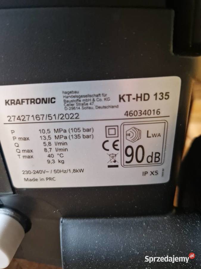 Myjka Wysoko ciśnieniowa Kraftronic KTHD 135 Głogowa