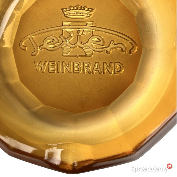 Popielniczka szklana reklamowa Texier Weinbrand Warszawa