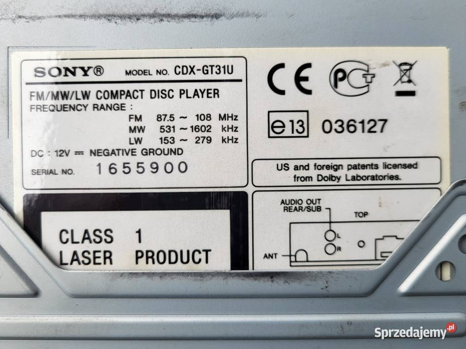 Radio samochodowe SONY usbaux Pozostałe