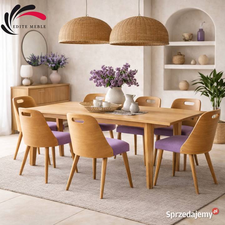 Krzesło Drewniane Tapicerowane Liliowy KDD77 Krzesła Warszawa