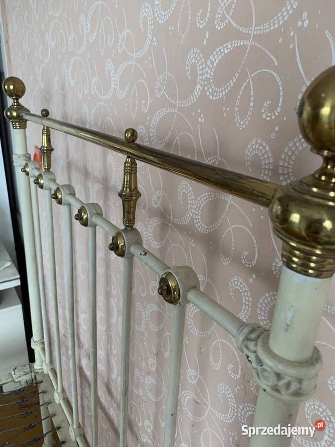 Antyczne Łóżko Metalowo Mosiężne pomorskie