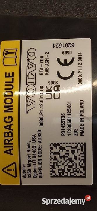 VOLVO XC40 PODUSZKA KOLANOWA AIRBAG 31455736