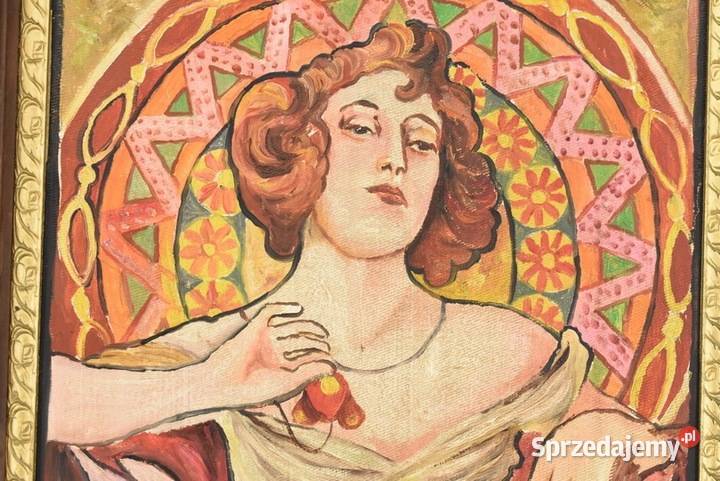 Alfons Mucha Dama Kameliowa Portret z Kwiatami Obrazki i obrazy małopolskie