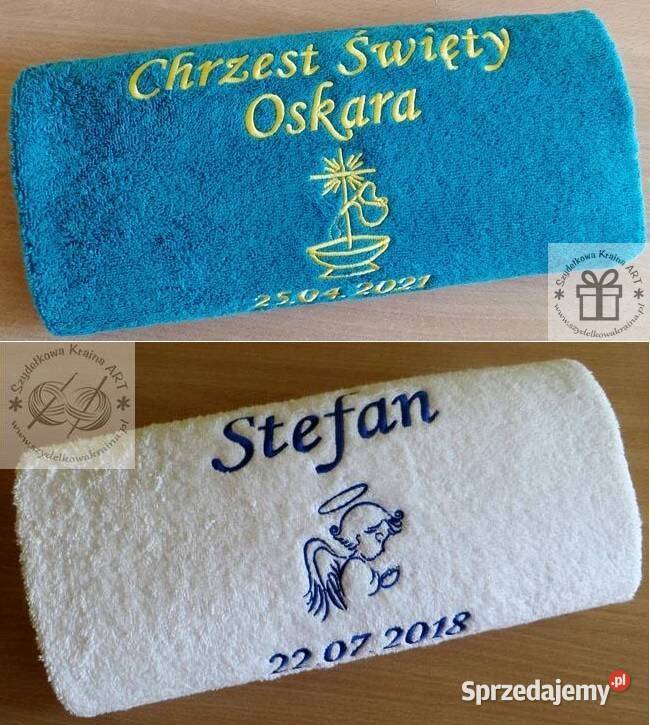 Prezent na Chrzest ręcznik z imieniem dziecka i Akcesoria łazienkowe kujawsko-pomorskie Toruń