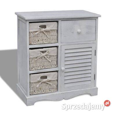 vidaXL Drewniana szafka z 3 wyplatanymi mazowieckie Warszawa