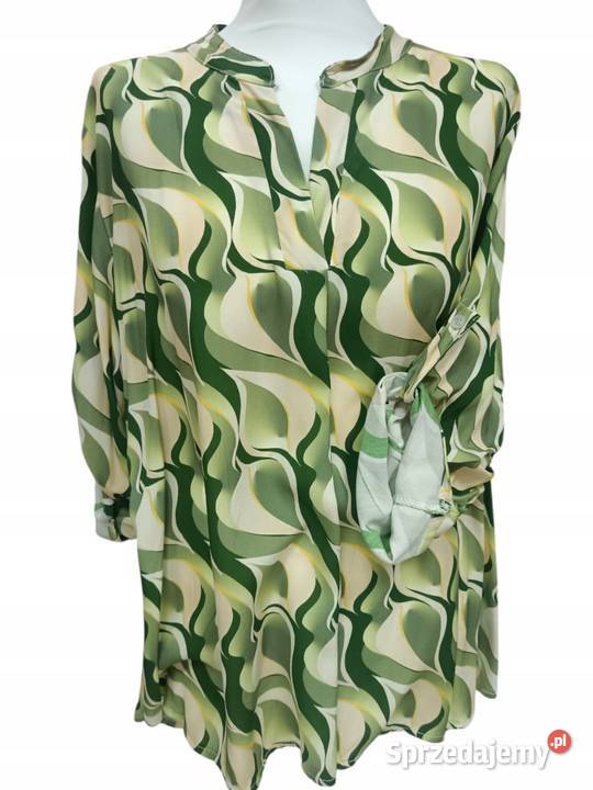 BLUZKA koszula w liście 34 rękawek lekka biust Pątnów