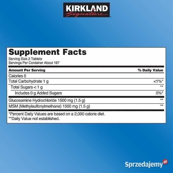 KIRKLAND GLUKOZAMINA HCI 1500mg MSM 1500mg 375 Mielec