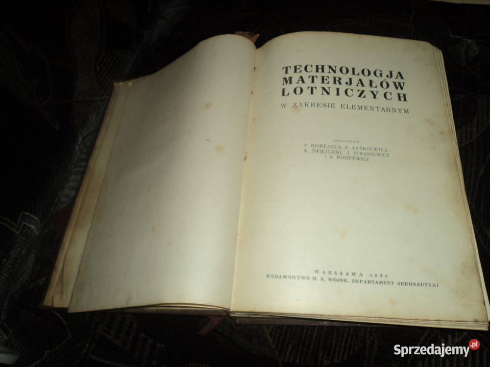 Technologia mateeriałów lotniczych 1930r sprzedam