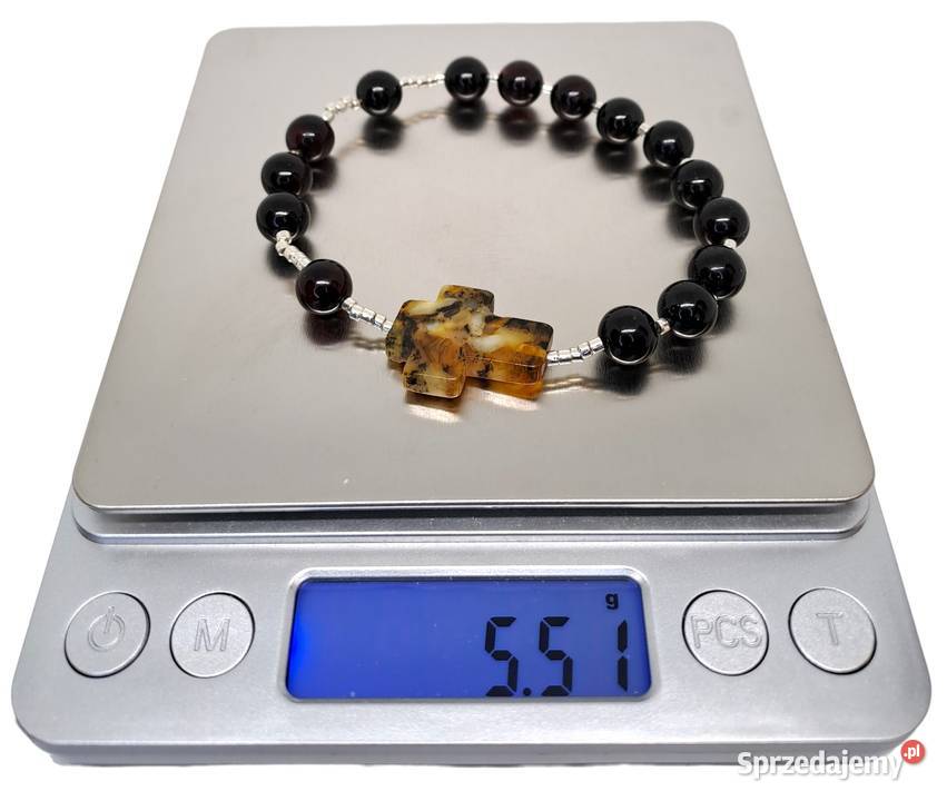 Bransoletka dziesiątka różańca z bursztynu