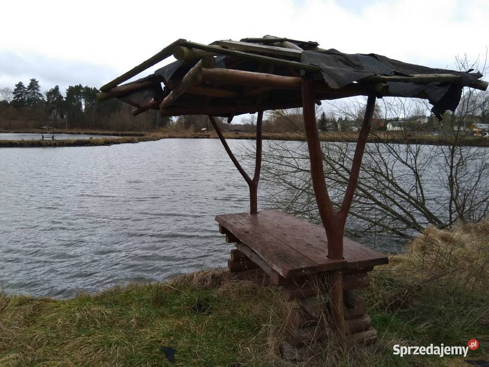 Drewniany sosnowy daszek ze stołem ogród działka Lublin