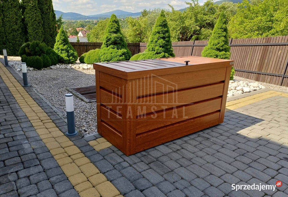 Skrzynia ogrodowa metalowa kufer 150x60x70 złoty