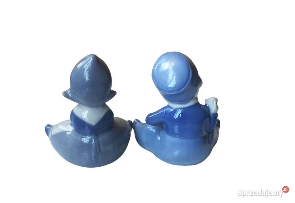 Dwie małe malowane figurki para dzieci Warszawa