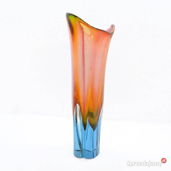 Barwny wazon proj J Rozinek Borskie Sklo lata 60 Warszawa