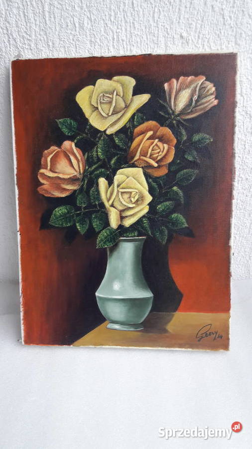 Obraz olejny belgijskiego malarza G Lecry Kwiaty