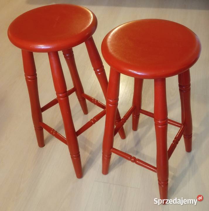 Drewniane taborety wysokie w kolorze czerwonym 30cm lubuskie Gorzów Wielkopolski