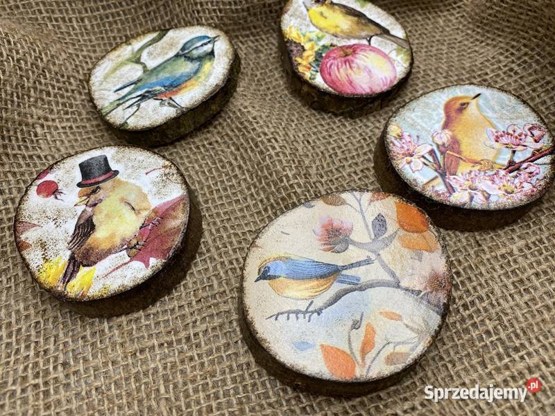 Drewniane magnesy na lodówke z brzozy wielokolorowy