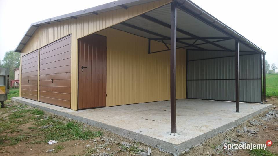 Garaż Blaszany BRĄZ z zadaszeniem bocznymGaraże 345zł/m2 Wieleń sprzedam